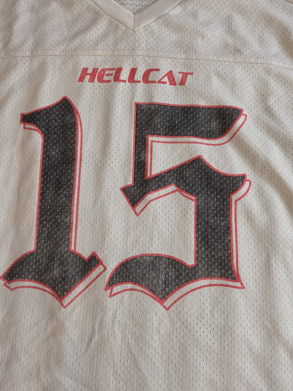Hollister Hellcat White Mesh Jersey with Black & Red Accents Mens Small - Picture 3 of 8